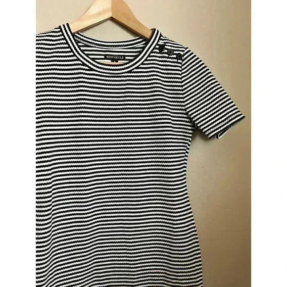 J. Crew Mercantile Striped Short-Sleeve‎ Structured Knit Dress Size Small - Picture 2 of 12